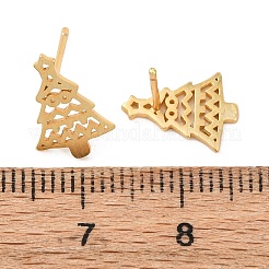 925 Ohrstecker aus Sterlingsilber mit hohlem Weihnachtsbaum&nbsp;EJEW-F397-01G