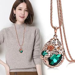 Halsketten mit Blumen-Tropfenanhänger aus Legierung mit Strass für Damen&nbsp;FS-WG2D28B-01