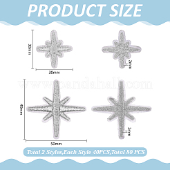 80 Stück 2 Stile Stern Polyester computergesteuerte Stickerei zum Aufbügeln/Aufnähen von Patches&nbsp;PATC-ME0001-17B