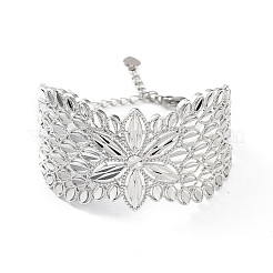 Bracelets de manchette en laiton plaqué en rack&nbsp;BJEW-D032-07P