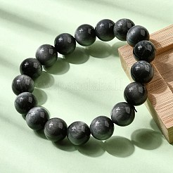 Pulseras elásticas de cuentas redondas de piedra ojo de águila natural de grado AA para mujer&nbsp;BJEW-L712-B01-12mm