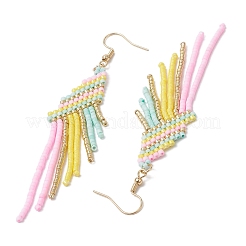 Orecchini pendenti con perline di semi di vetro e nappe&nbsp;EJEW-MZ00434