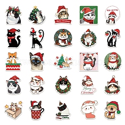 Autocollants imperméables en PVC pour chat de Noël&nbsp;PW-WG33E9A-01