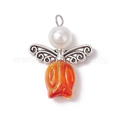 Transparente Glasperlen mit Legierungsperlen und runden Perlen aus ABS-Kunststoff-Imitationsperlen und Anhängern aus Edelstahl 304 mit Flachkopfstiften&nbsp;PALLOY-JF03621