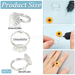 50 pezzo di anello in ottone regolabile&nbsp;KK-SC0004-52