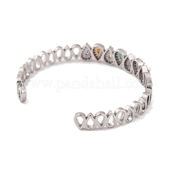 Braccialetti aperti da donna con pavé di ottone colorato e zirconi cubici&nbsp;BJEW-S147-32P-B