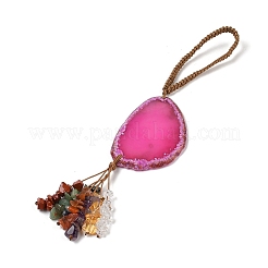 Decoraciones colgantes de rodajas de ágata natural&nbsp;HJEW-K046-03C