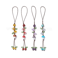 Decorazioni pendenti rotonde in ametista naturale e cristallo di quarzo e corniola e citrino sintetico e turchese verde&nbsp;HJEW-TA00332