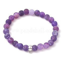 Braccialetti elastici in perline di agata naturale invecchiata per le donne&nbsp;BJEW-JB11412-02