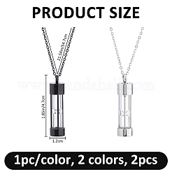2 pz 2 colori clessidra urna ceneri ciondolo in acciaio inossidabile catena collane&nbsp;NJEW-FH0001-36