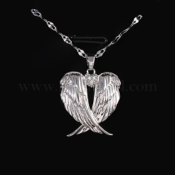 Colliers avec pendentif en forme d'aile de cœur en laiton et zircone cubique transparent pour femmes&nbsp;FS-WGF93AE-01
