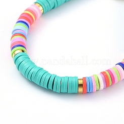 Bracciali elasticizzati fatti a mano in perle di argilla polimerica&nbsp;BJEW-JB05079-01