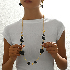 Vintage-Chic-Set aus Legierungsharz mit Herz-Ohrringen und Halsketten für Damen&nbsp;XE3850-2