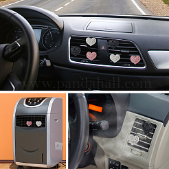 6 clip per bocchetta dell'aria per auto in plastica a forma di cuore con strass&nbsp;FIND-HY0002-81