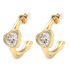 Valentinstag-Ohrstecker aus Edelstahl 304 mit klaren Zirkonia&nbsp;EJEW-G468-02G