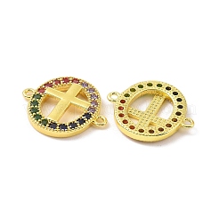 Ciondoli con connettore in vero ottone placcato oro 18k con micro pavé di zirconi colorati&nbsp;KK-L209-057G-02
