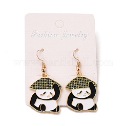 Orecchini pendenti in smalto panda per donna&nbsp;EJEW-Z015-14