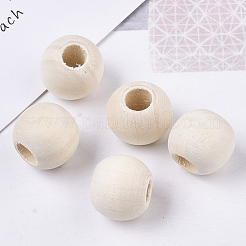 Perles européennes en bois naturel non fini&nbsp;WOOD-Q041-04D