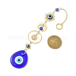 Lágrima azul con decoraciones colgantes de murano de mal de ojo.&nbsp;HJEW-JM01564