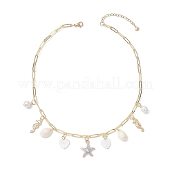 Collar con colgante de estrella de mar&nbsp;NJEW-JN05405-02