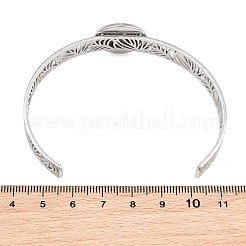 Bases de bracelets manchettes vierges en acier inoxydable 304 avec plateau rond plat&nbsp;SA-CBA82C8-04B-P