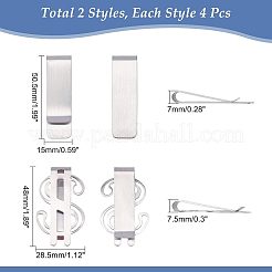 8 pieza de 2 clips de acero inoxidable de estilo&nbsp;AJEW-CA0001-76