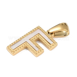 Pendentifs alphabet coquillage blanc naturel&nbsp;STAS-M338-02G-F