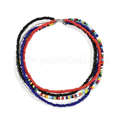 Colliers multi-rangs en perles de verre de Bohême pour femmes&nbsp;NJEW-JN05354-01