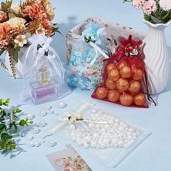 40 Stück 4 Farben 3D-Blumen-Organza-Kordelzugbeutel&nbsp;OP-BBC0001-06A