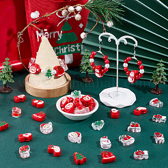 48 stücke 12 stile weihnachten dekorationen thema undurchsichtige acryl perle mit emaille&nbsp;OACR-PA0001-29