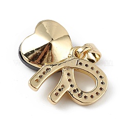 Pendenti in vero ottone placcato in oro 18k placcato in cremagliera con micro pavé di zirconi cubici trasparenti&nbsp;KK-C015-26G-06