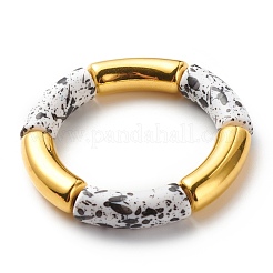 Bracciale elasticizzato da donna con perline in tubo curvo in acrilico bicolore&nbsp;BJEW-JB08441