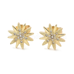 Aretes de circonita cúbica transparente con micropavé de latón y estrella&nbsp;EJEW-D305-14G