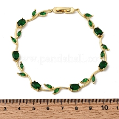 Bracciali a catena con maglie in ottone micro pavé di zirconi cubici per donna&nbsp;BJEW-D455-01G-06