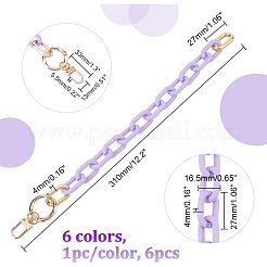 6 Stück 6 Farben undurchsichtige Acryl-Kabelketten-Armbänder&nbsp;HJEW-CA0001-33