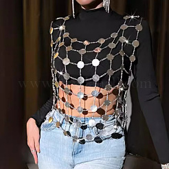 Gilet en maille à paillettes avec disque acrylique scintillant&nbsp;FS-WG277F6-01