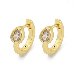Orecchini a cerchio in ottone a goccia con micro pavé di zirconi cubici trasparenti&nbsp;EJEW-D311-132G