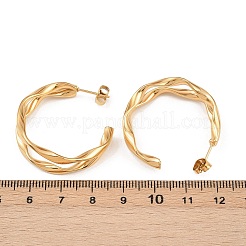 Boucles d'oreilles à tige en acier inoxydable 304 à deux couches en forme de C&nbsp;EJEW-P324-11G