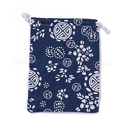Sacchetti di imballaggio tela, borse coulisse, blu di Prussia, 17.3~18.2x13~13.4cm