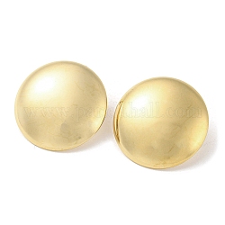 304 Stainless Steel Stud Earrings, Flat Round, Real 14K Gold Plated, 34mm