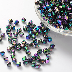 Perle acriliche trasparenti ecologiche placcate bicono ab, sfaccettato, nero, 5x5mm, Foro: 1 mm, circa 12500pcs/500g