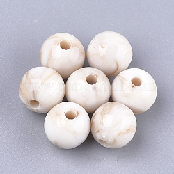 Acryl-Perlen, Nachahmung Edelstein-Stil, Runde, Blumenweiß, 8x7.5 mm, Bohrung: 1.6 mm, ca. 1850 Stk. / 500 g