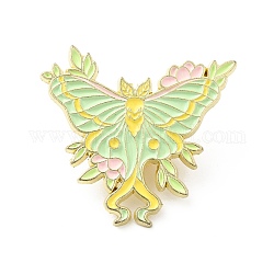 Flor mariposa pin de esmalte, insignia de aleación chapada en oro para ropa de mochila, aguamarina, 27x30x1.5mm