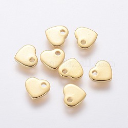 201 Stainless Steel Charms, Chain Extender Drop, for DIY Jewelry Making, Heart, Real 24K Gold Plated, 5x6x1mm, Hole: 1mm