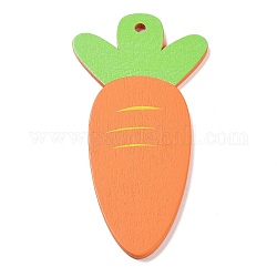 Easter Theme Single Face Printed Wood Pendants, Easter Charms, Carrot, 99.5x50x3mm, Hole: 4mm