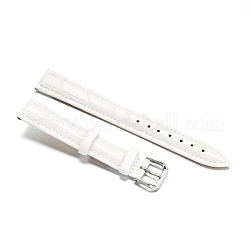 Cinturini per orologi in pelle, con 304 ganci in acciaio inox, bianco, 92~125x16x4~4.8mm