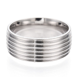 201 impostazioni per anelli scanalati in acciaio inossidabile, nucleo dell'anello vuoto per smalto, colore acciaio inossidabile, 8mm, formato 8, diametro interno: 18mm
