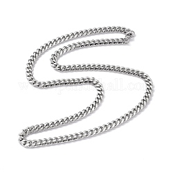 201 collar de cadena de eslabones cubanos de acero inoxidable con 304 cierres de acero inoxidable para hombres y mujeres, color acero inoxidable, 23.54 pulgada (59.8 cm), link: 8x6x2 mm