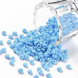 TOHO Short Magatama Beads, Japanese Seed Beads, (43) Opaque Blue Turquoise, 3.5x3x2.5mm, Hole: 0.8mm, about 450g/bag