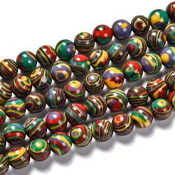 Perline malachite fili sintetici, tinto, tondo, colorato, 6mm, Foro: 0.5 mm, circa 63pcs/filo, 14.96 pollici (38 cm)